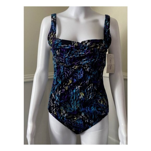 **Calvin Klein** Swimwear Colorful Print One-Piece Swimsuit 10 NWT - Picture 2 of 7